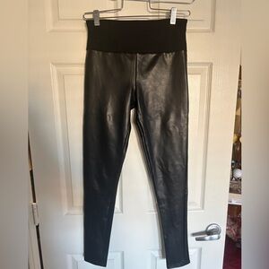 Spanx Red Hot Black Faux Leather Leggings
